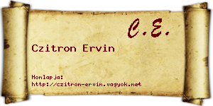 Czitron Ervin névjegykártya